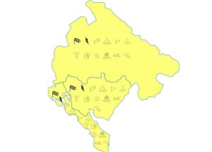 Карта метеорологического предупреждения в Черногории