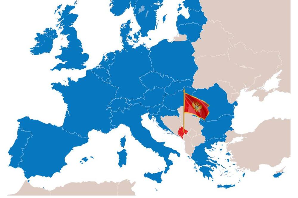 Карта европы на которой выделена Черногория
