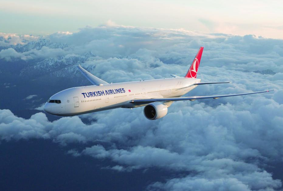 Самолет авиакомпании Turkish Airlines в небе