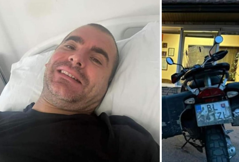 Коллаж пострадавшего туриста в результате ДТП и мотоцикла, который украли