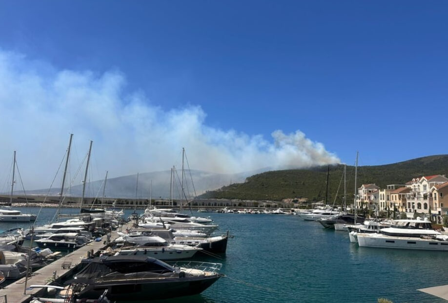 Лесной пожар около Луштица Бэй