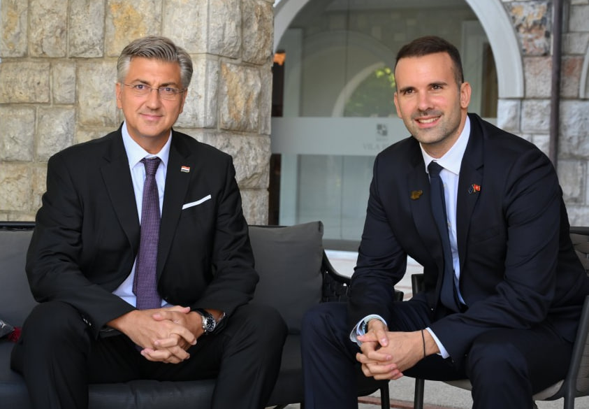 Встреча премьер-министра Хорватии Андрея Пленковича с коллегой из Черногории Милойко Спаичем
