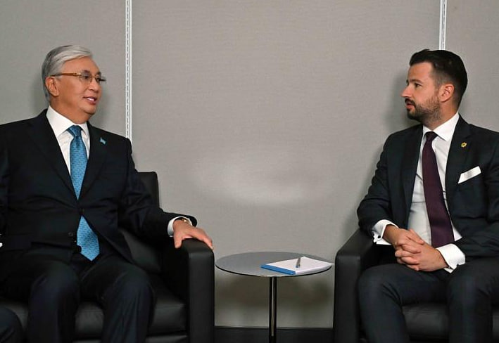 Встреча президента Черногории Якова Милатовича с президентом Казахстана Касым-Жомартом Токаевым