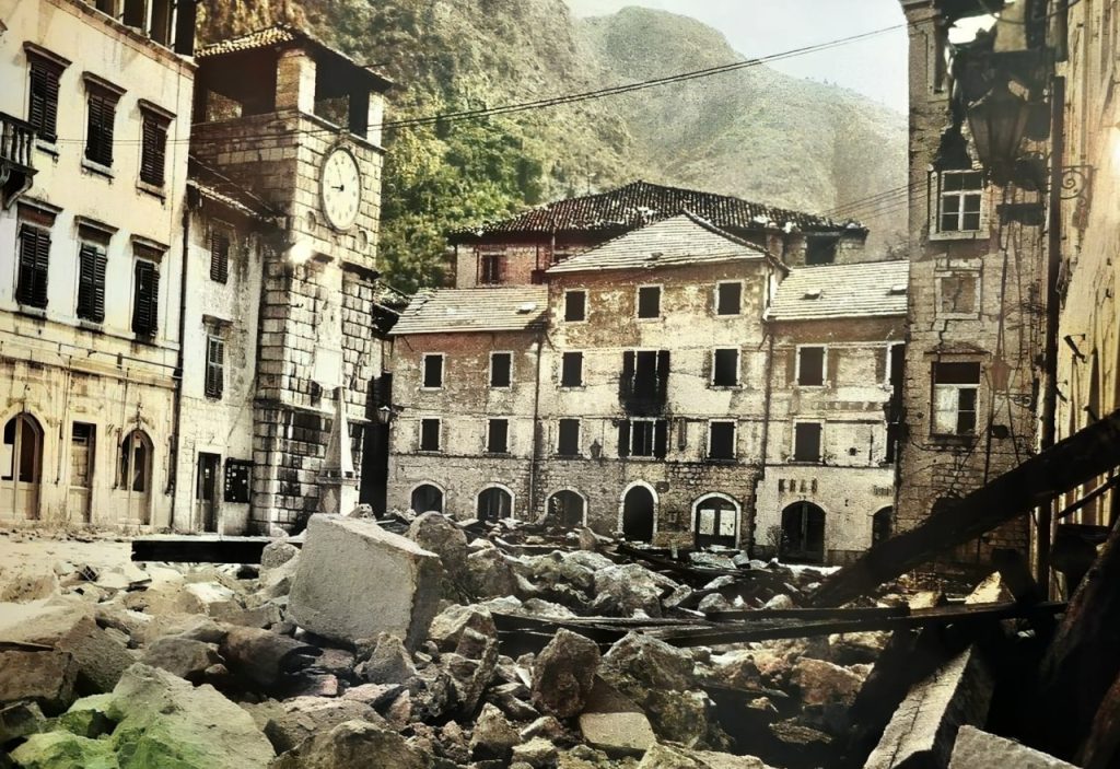 Разрушения в Старом городе Котора в результате землетрясения 1979 года