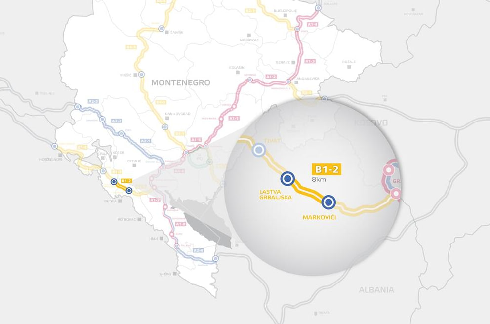 Планируемая объездная дорога вокруг Будвы