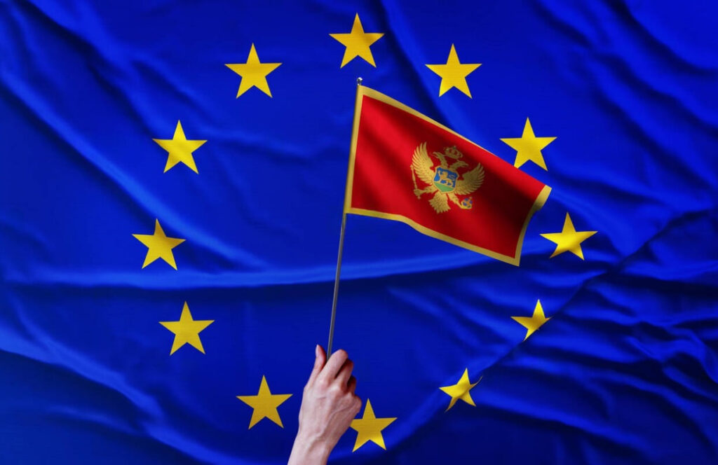 Флаг Черногории и Евросоюза